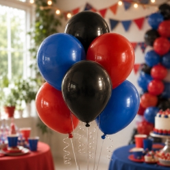 Black, Red & Blue Latex Balloons - 30pk
